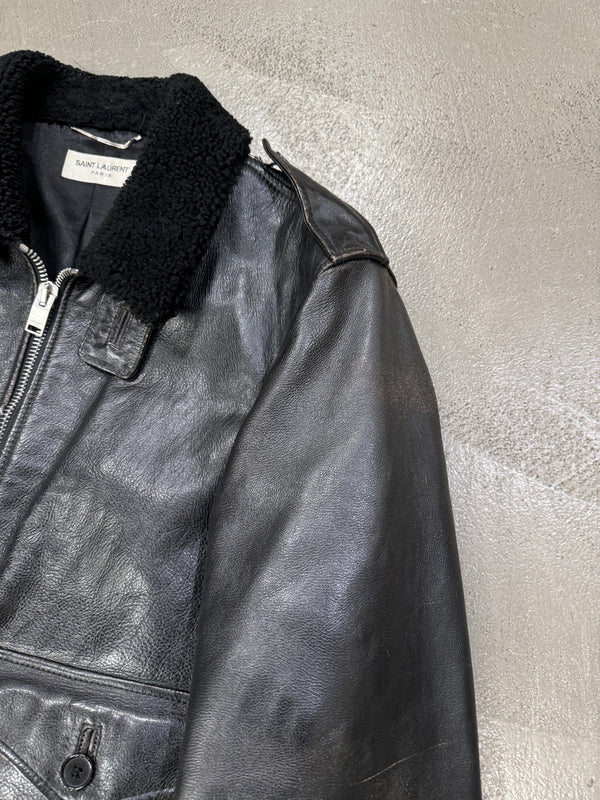 A/W2013 Saint Laurent by Hedi Slimane aviator shearling leather bomber jacket