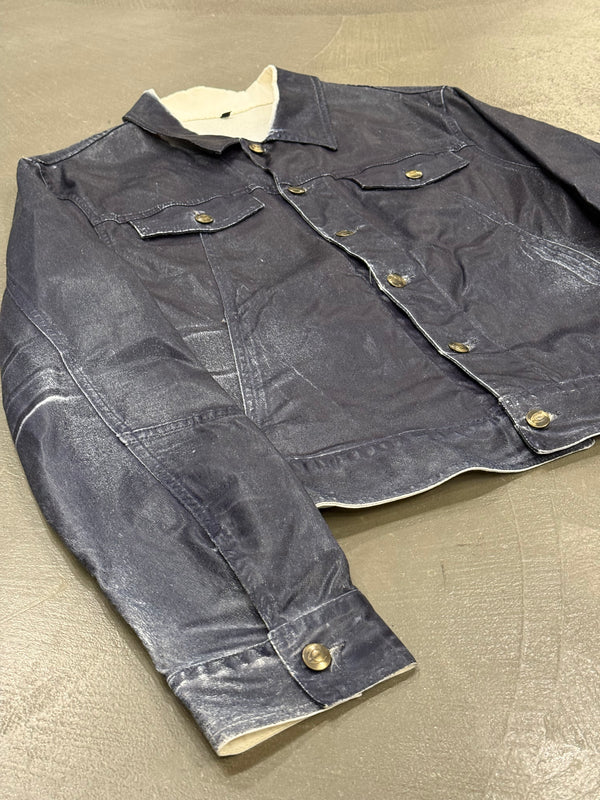 2000s Cavalli painted coated denim jacket