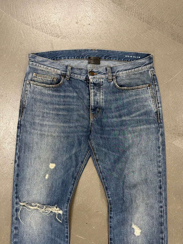 2010s Saint Laurent distressed straight jeans