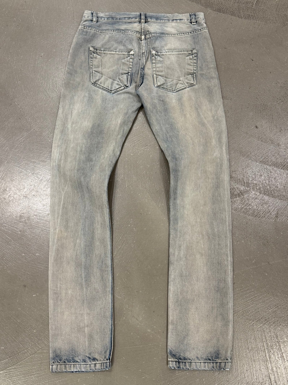 2000s Rick Owens detroit cut faded jeans