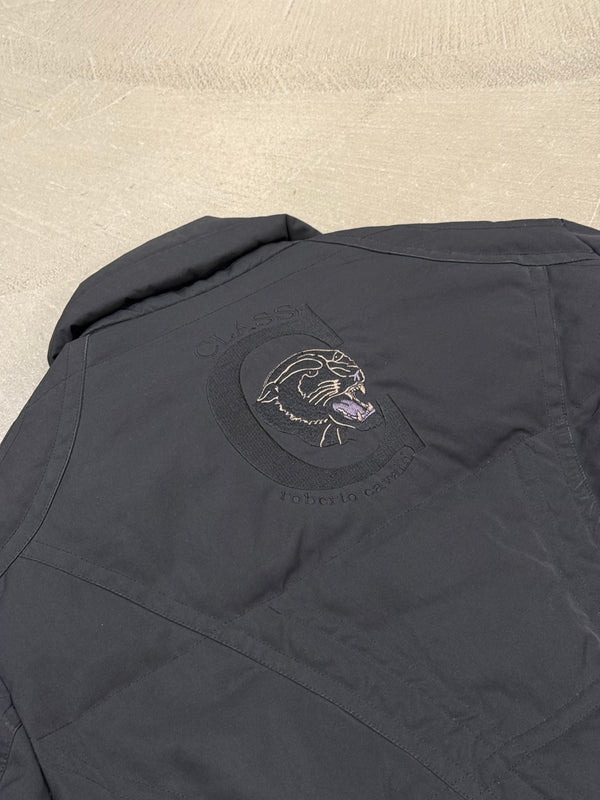 2000s Cavalli puffer bomber jacket with leather details