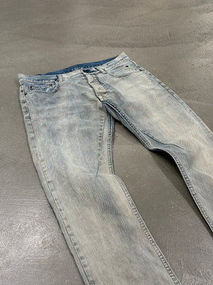 2000s Rick Owens detroit cut faded jeans