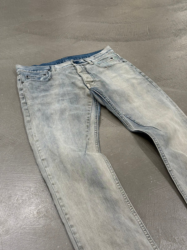 2000s Rick Owens detroit cut faded jeans