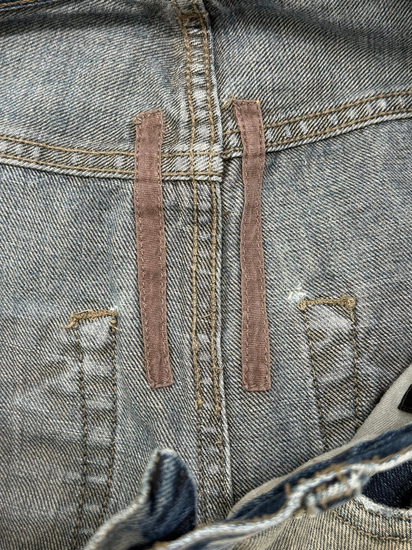 2000s Rick Owens detroit cut faded jeans