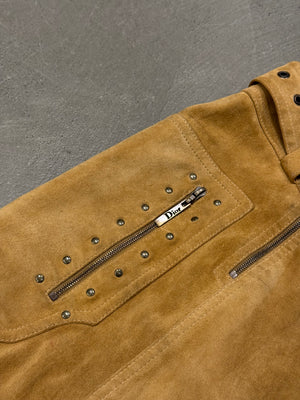 2000s Christian Dior by Galliano sueade zipper skirt