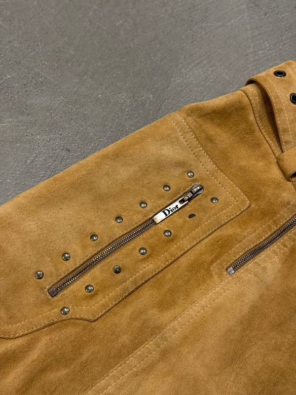 2000s Christian Dior by Galliano sueade zipper skirt