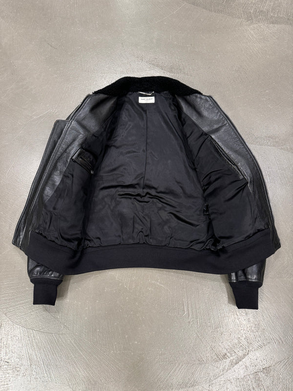 A/W2013 Saint Laurent by Hedi Slimane aviator shearling leather bomber jacket