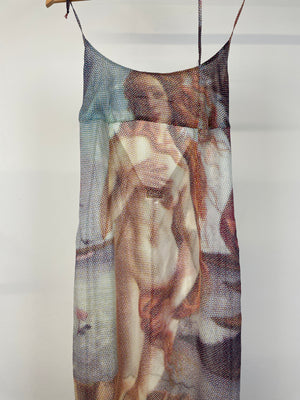 1990s D&G Botticelli birth of Venus sheer silk dress