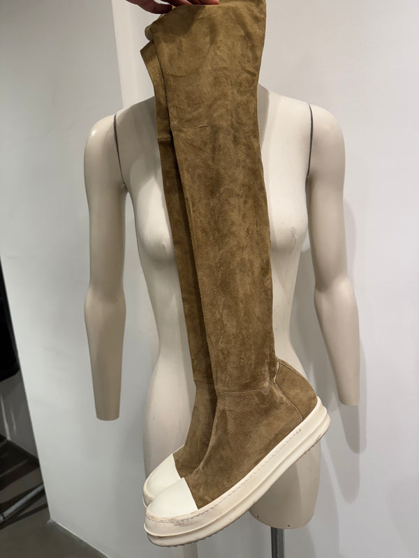 2010s Rick Owens high sock knee suede sneakers
