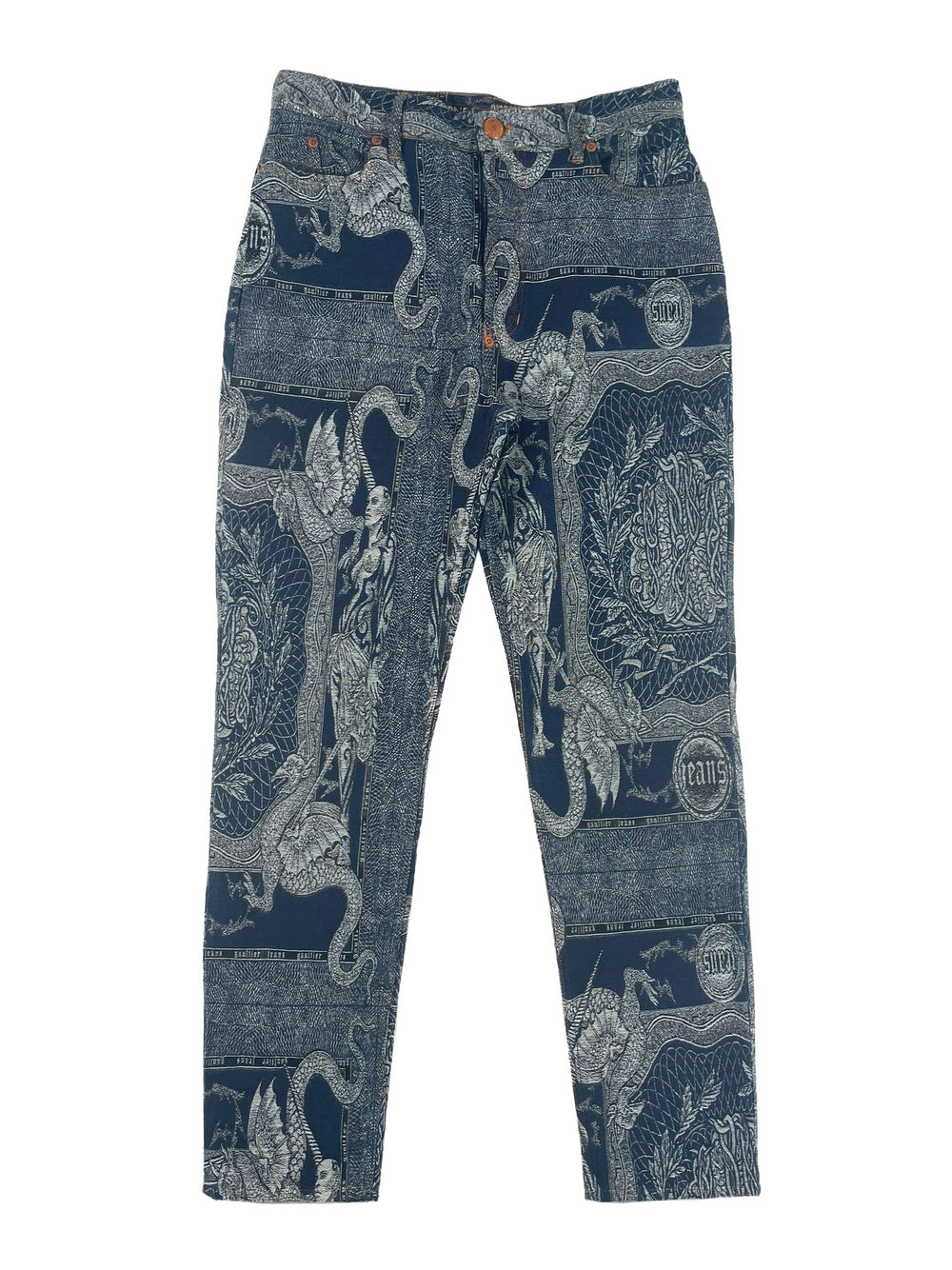 AW1994 Jean Paul Gaultier Dragon Slayer jacquard tattoo denim