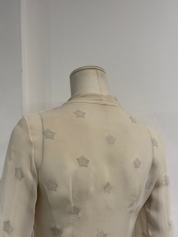 2000s Vivienne Westwood red label orb ruffle sheer blouse