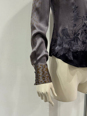 2000s Roberto Cavalli silk embroidered blouse