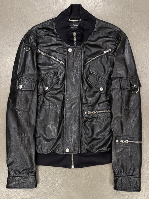 S/S2004 Dolce & Gabbana multi-zipper runway leather jacker