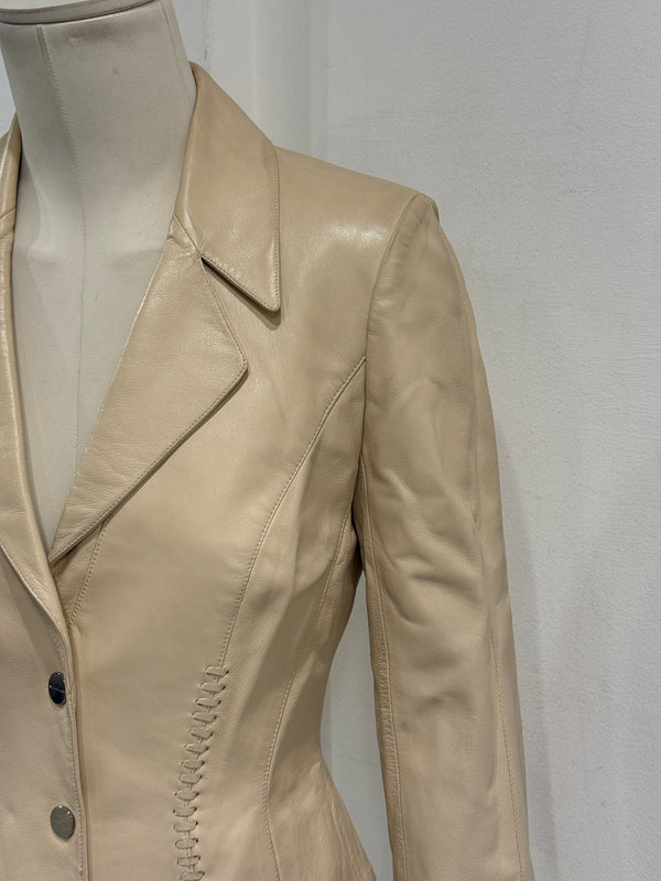 1990s Mugler leather blazer jacket