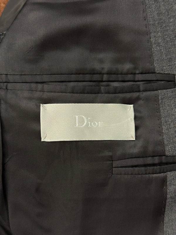 2010s Dior slim-fit tailored blazer with contrast striped collar