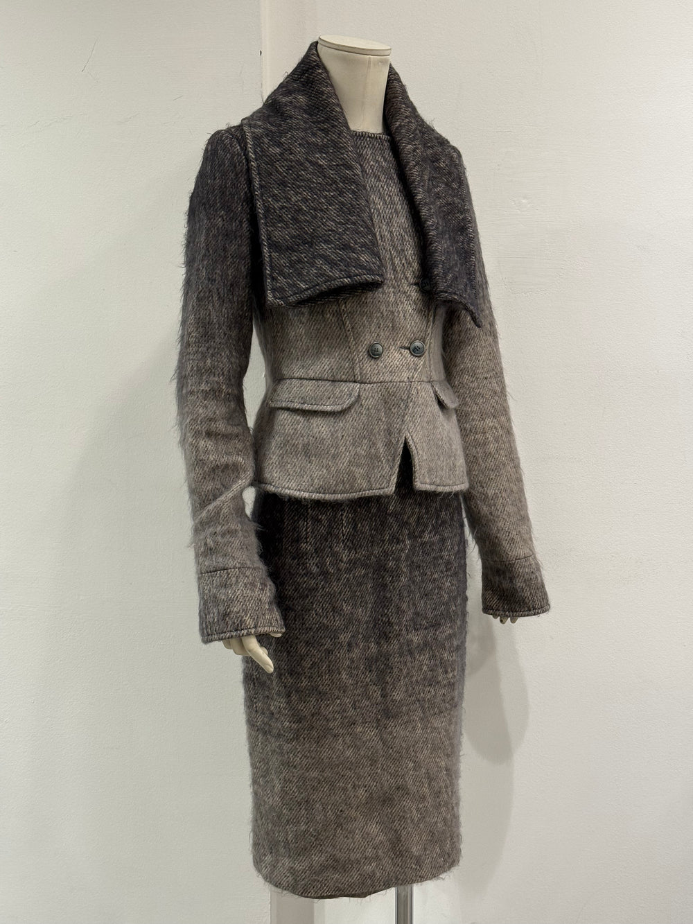 2000s Roberto Cavalli gradient knit skirt suit