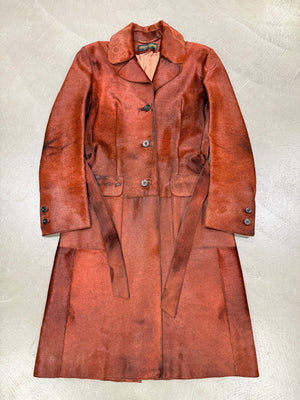 A/W2000 Roberto Cavalli pony hair leather belted coat