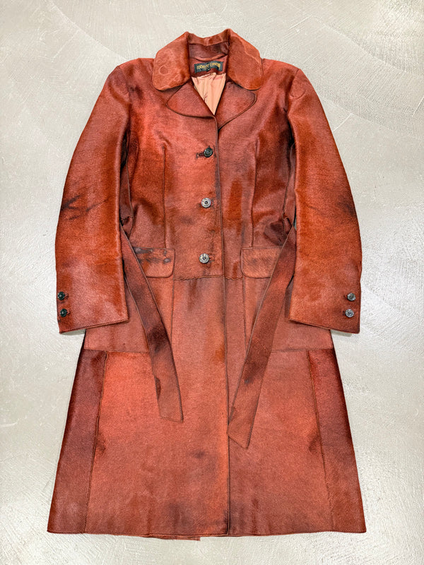 A/W2000 Roberto Cavalli pony hair leather belted coat