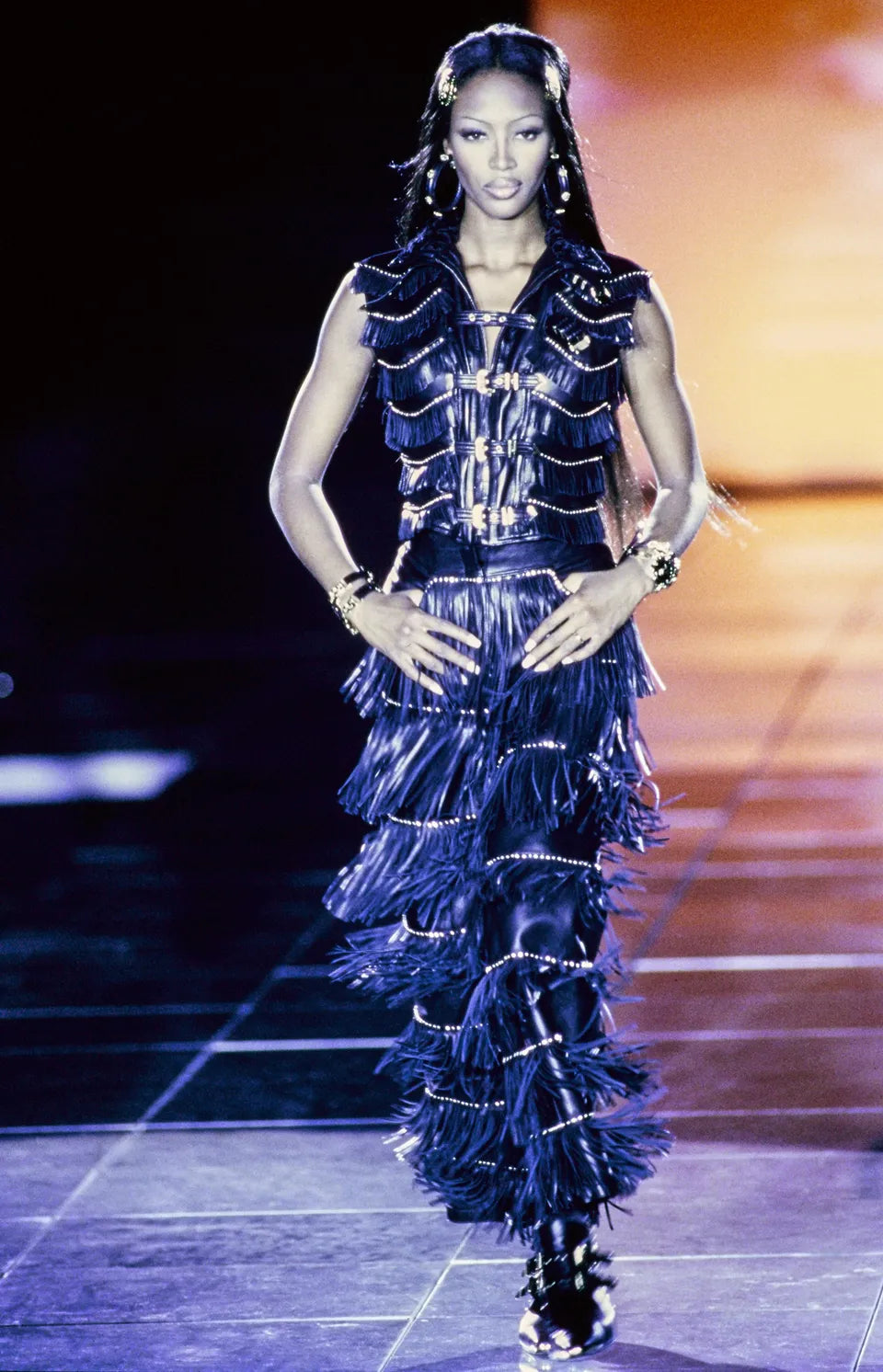 A/W1992 Gianni Versace bondage fringe leather vest