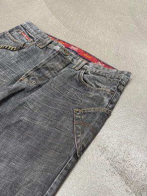 2003 Dolce & Gabbana asymmetrical heavy faded jeans