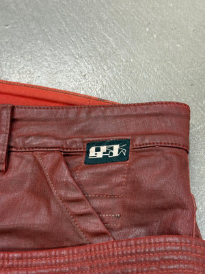 2010s Rick Owens red waxed cargo pants