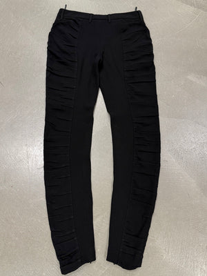 2000s Prada side-ruffle slim fit pants