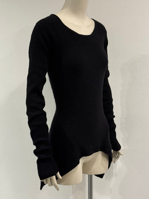 2000s Rick Owens asymmetric hem long sleeve knit top