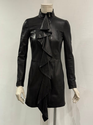 A/W2003 Yves Saint Laurent by Tom Ford ruffled leather coat