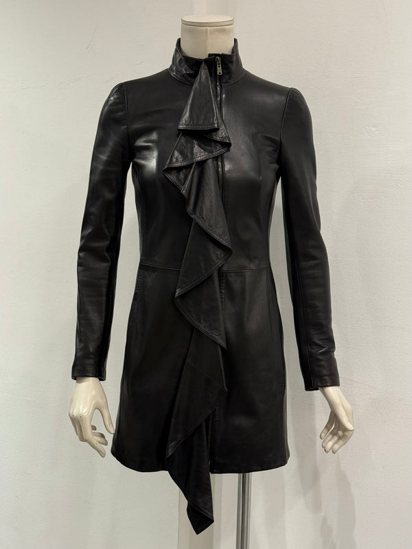 A/W2003 Yves Saint Laurent by Tom Ford ruffled leather coat