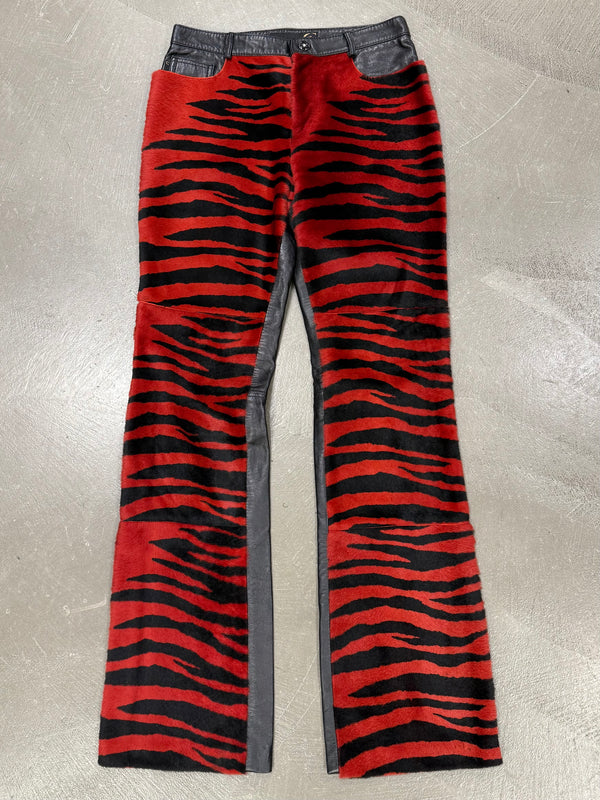 2000s Cavalli hybrid tiger leather pants