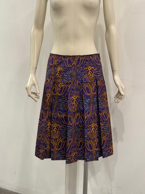 2000s Prada brocade pleated midi skirt