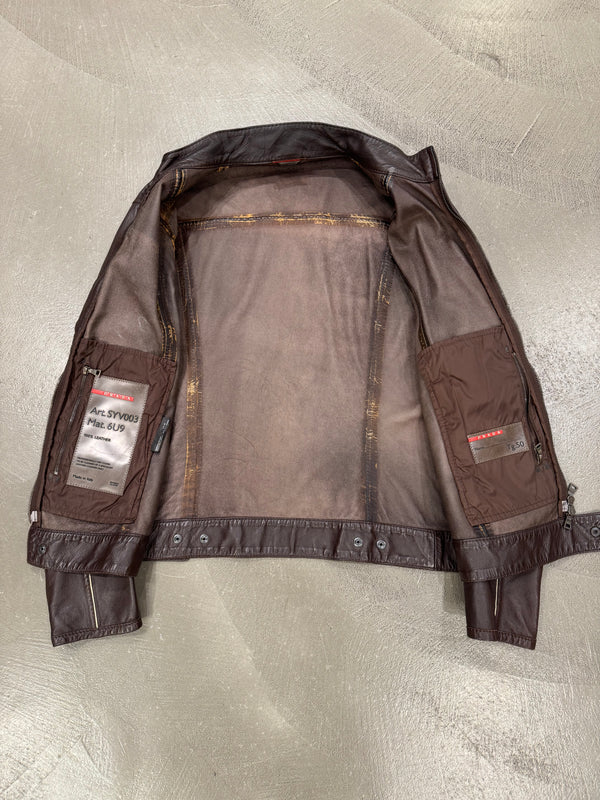 2000S Prada biker leather jacket