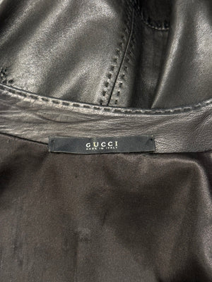 S/S2004 Gucci by Tom Ford collarless panel leather jacket