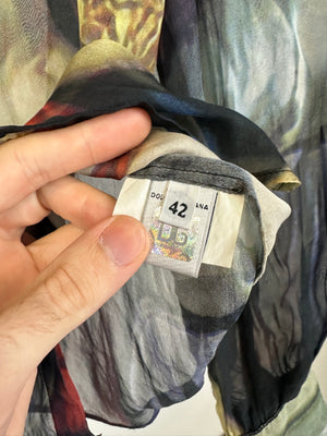 2000s Dolce & Gabbana painting print portrait silk shirt
