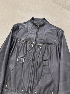 2000s Versace bondage utility leather jacket
