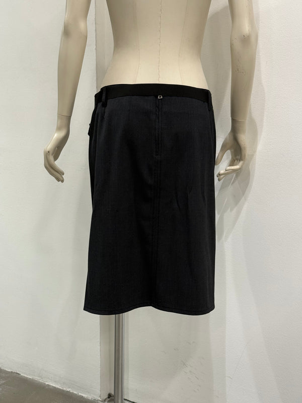Prada wool midi belted skirt with zippers