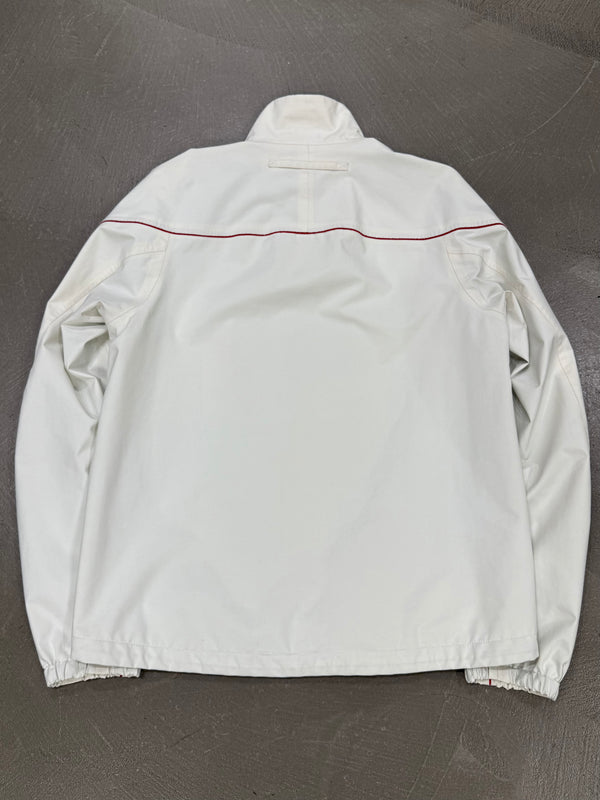 2000s Prada white zip jacket with red piping