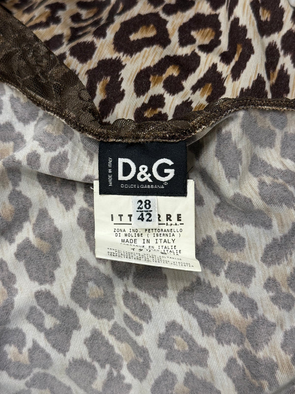 2000s Dolce & Gabbana leopard one shoulder top