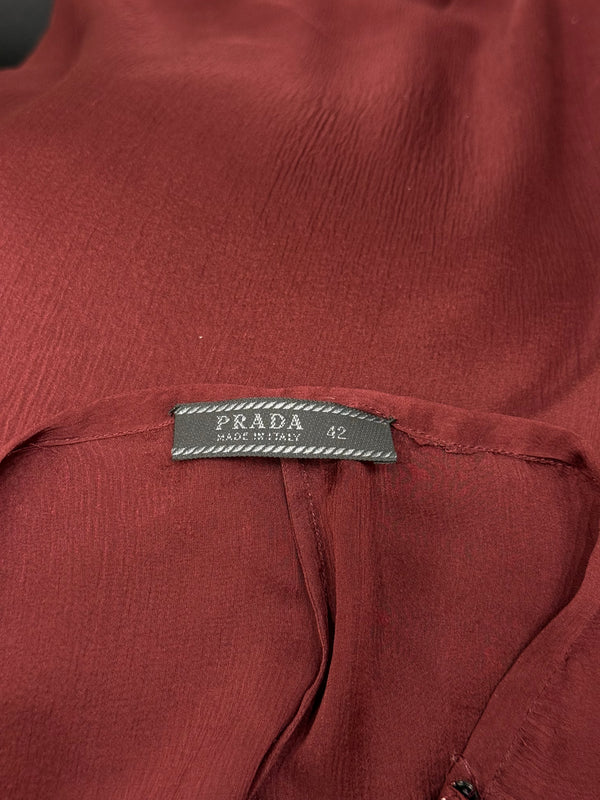 S/S1997 Prada silk long red skirt