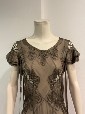 2000s Jean Paul Gaultier fringe silk chiffon dres