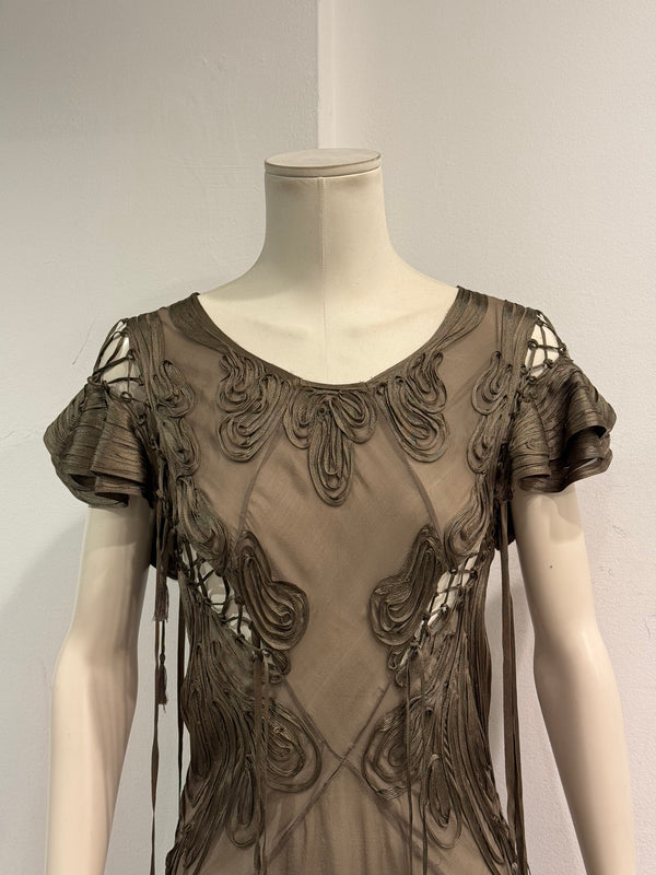 2000s Jean Paul Gaultier fringe silk chiffon dres