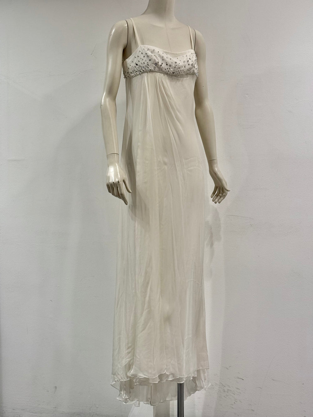 2000s Gianni Versace mainline beaded ivory long dress