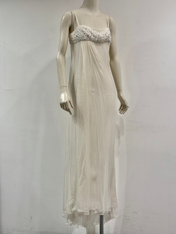2000s Gianni Versace mainline beaded ivory long dress