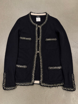 S/S2006 Chanel black cashmere jacket with chain trim