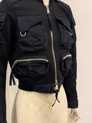 2000s Dsquared2 multi-pocket cargo bomber jacket