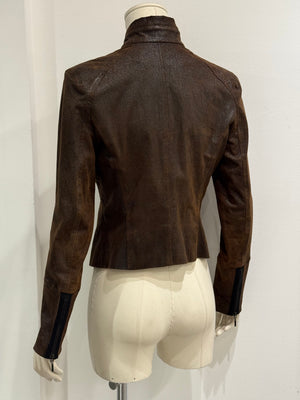 2000s Plein Sud distressed leather jacket