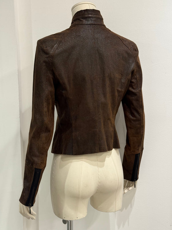 2000s Plein Sud distressed leather jacket