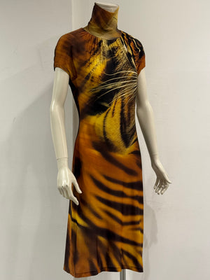 A/W2000 Roberto Cavalli cut-out tiger print dress