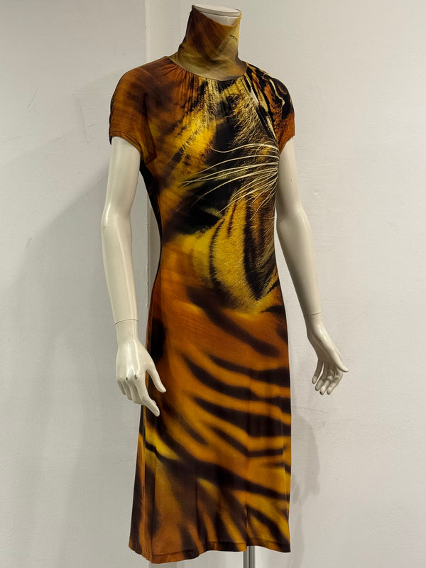 A/W2000 Roberto Cavalli cut-out tiger print dress