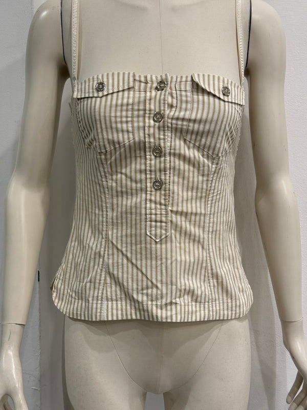 2000s Dolce & Gabbana pinstripe corset top